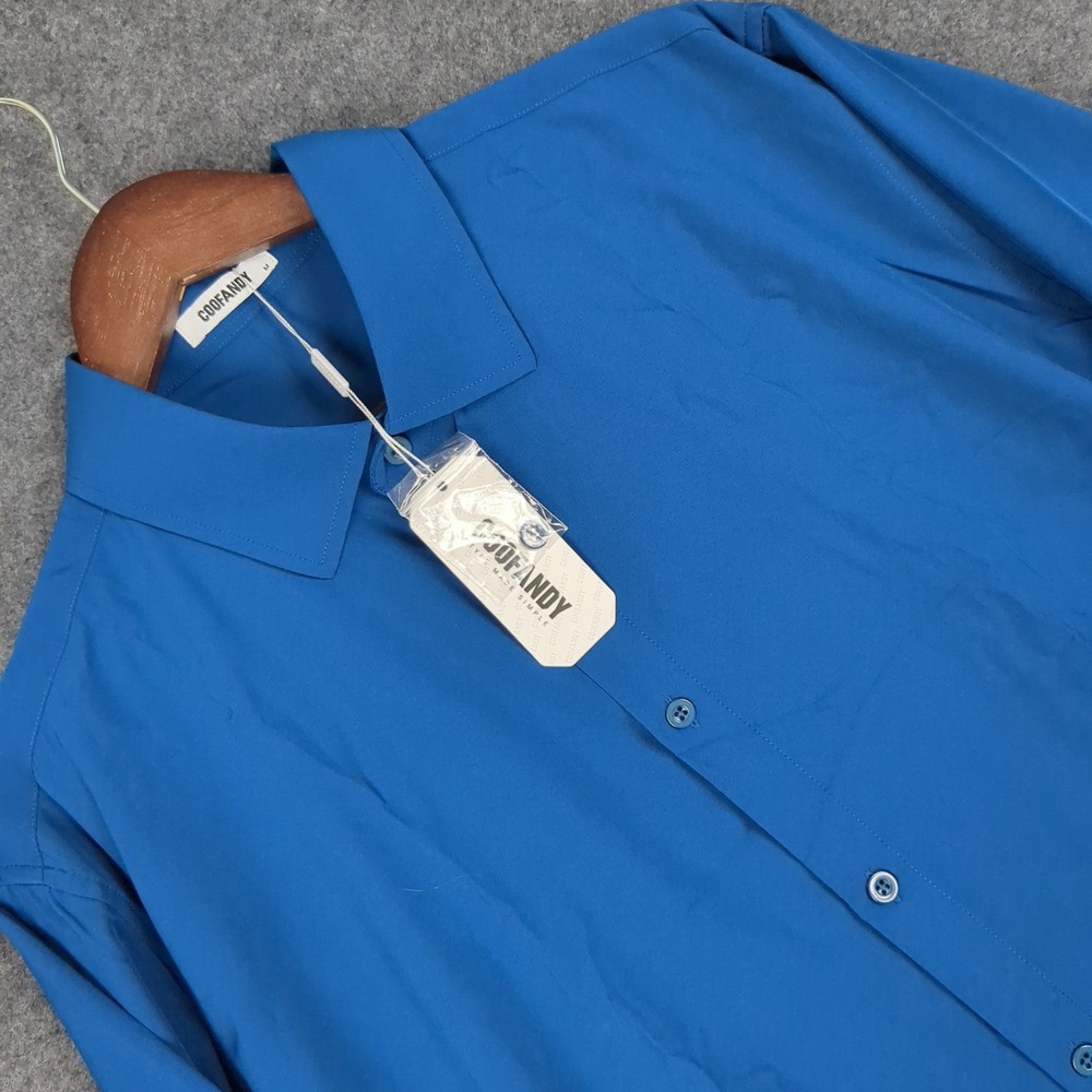 COOFANDY‎ Mens Long Sleeve Button Down Shirt Blue Size M New With Tags
